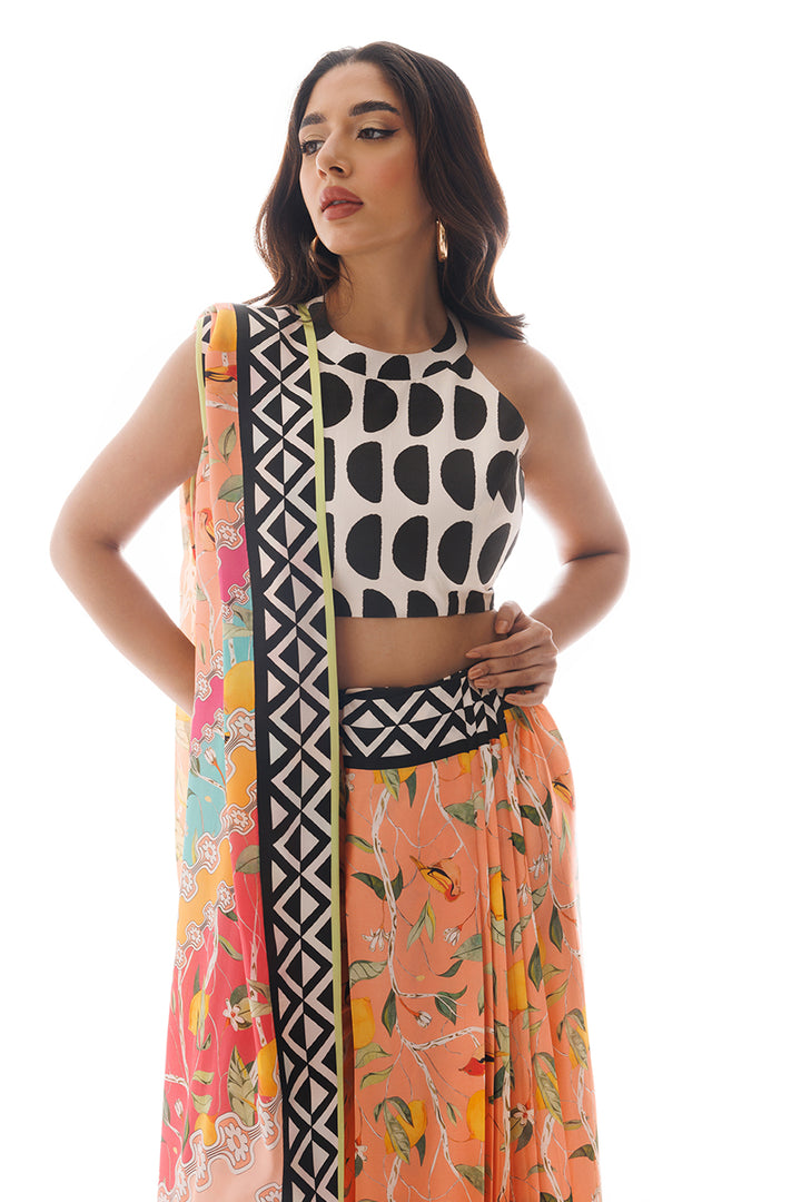 Blouse Saree & Trousers-Blouse: Rawsilk, Pant Sari: Charmeuse