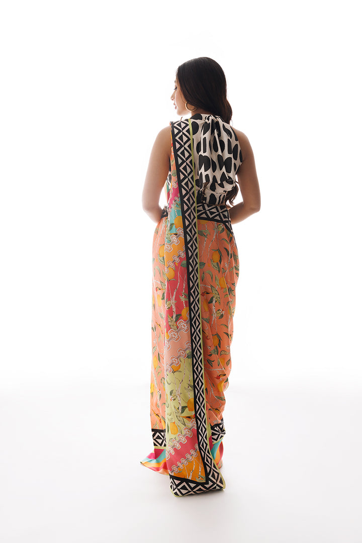 Blouse Saree & Trousers-Blouse: Rawsilk, Pant Sari: Charmeuse