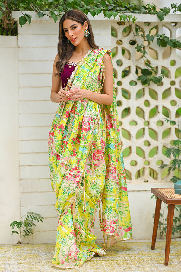 Choli & Saree-Khaddi Silk