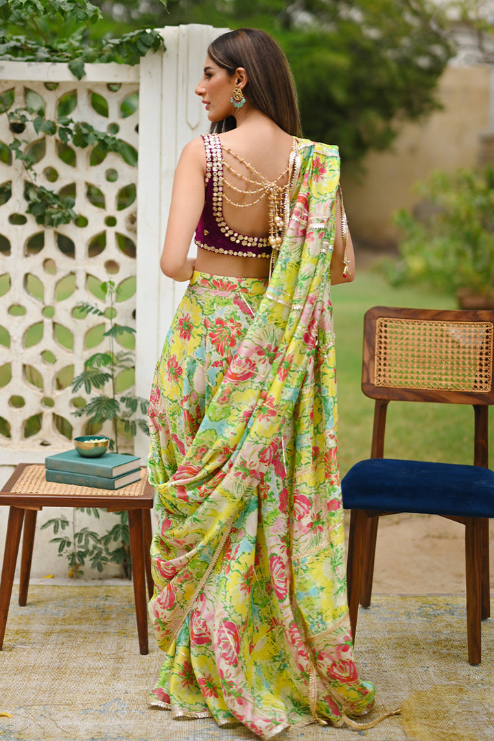 Choli & Saree-Khaddi Silk