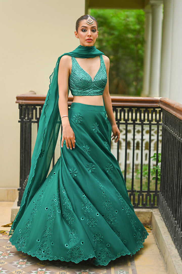 Choli Lehenga and Dupatta-Raw Silk