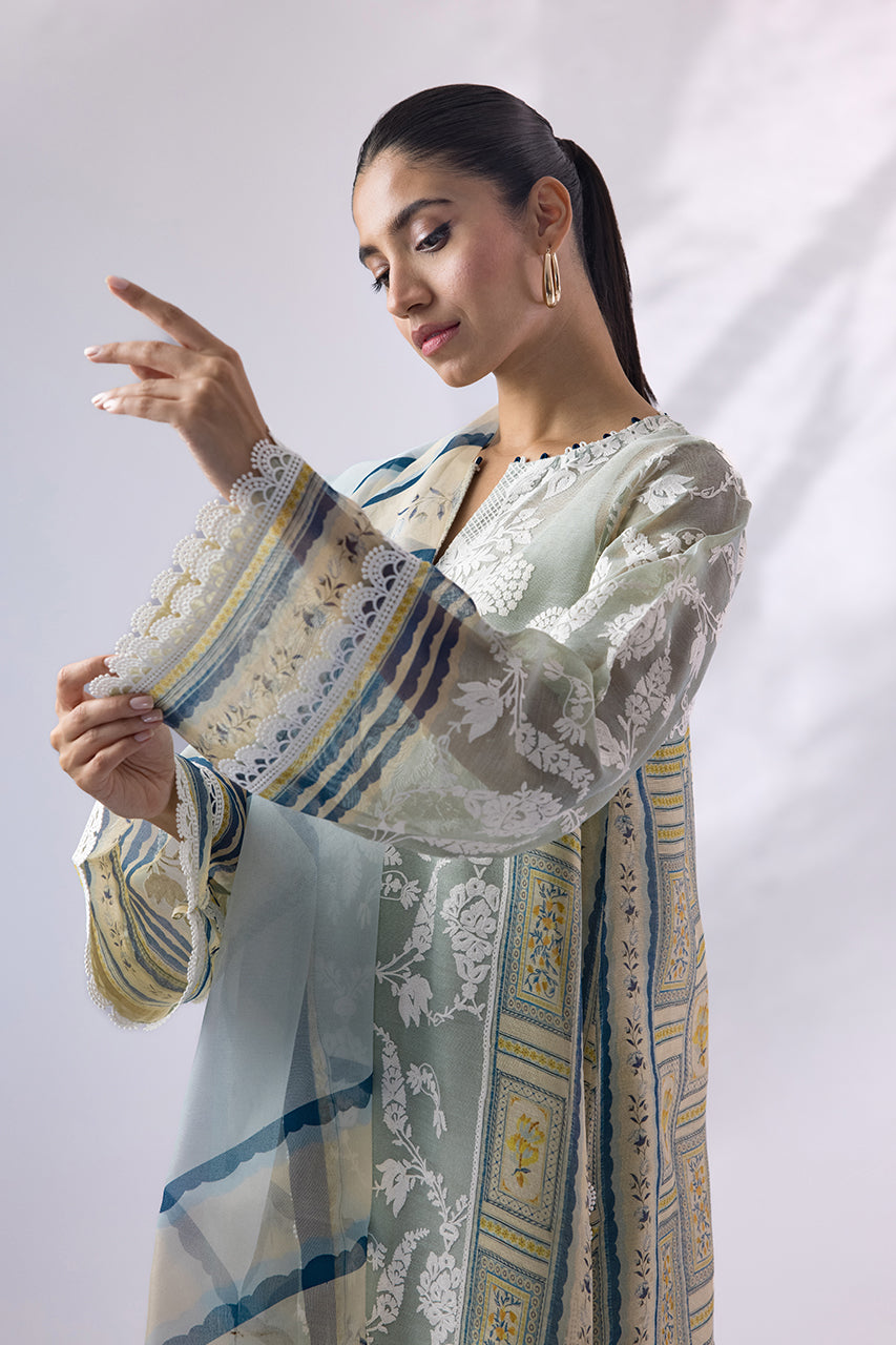 Shirt And Dupatta-Cotton Net