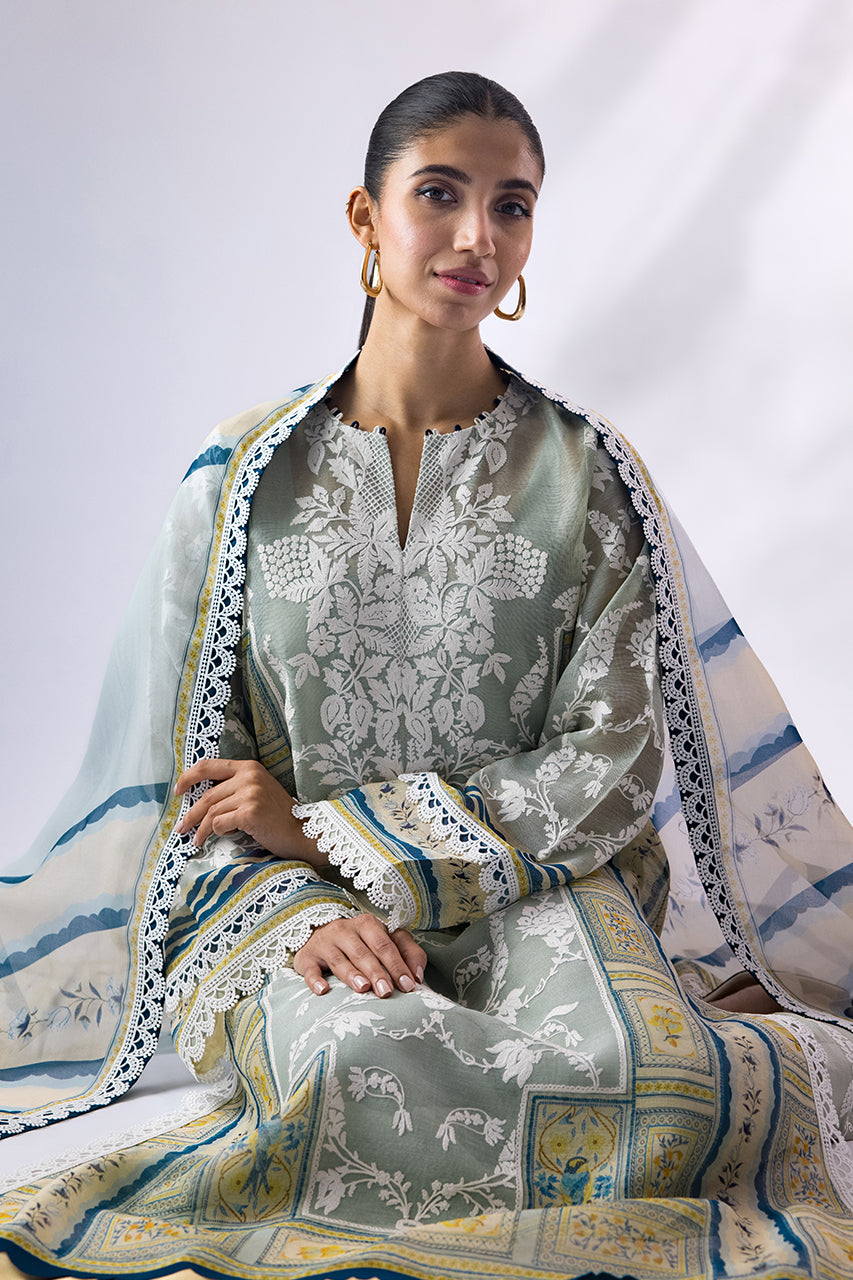 Shirt And Dupatta-Cotton Net