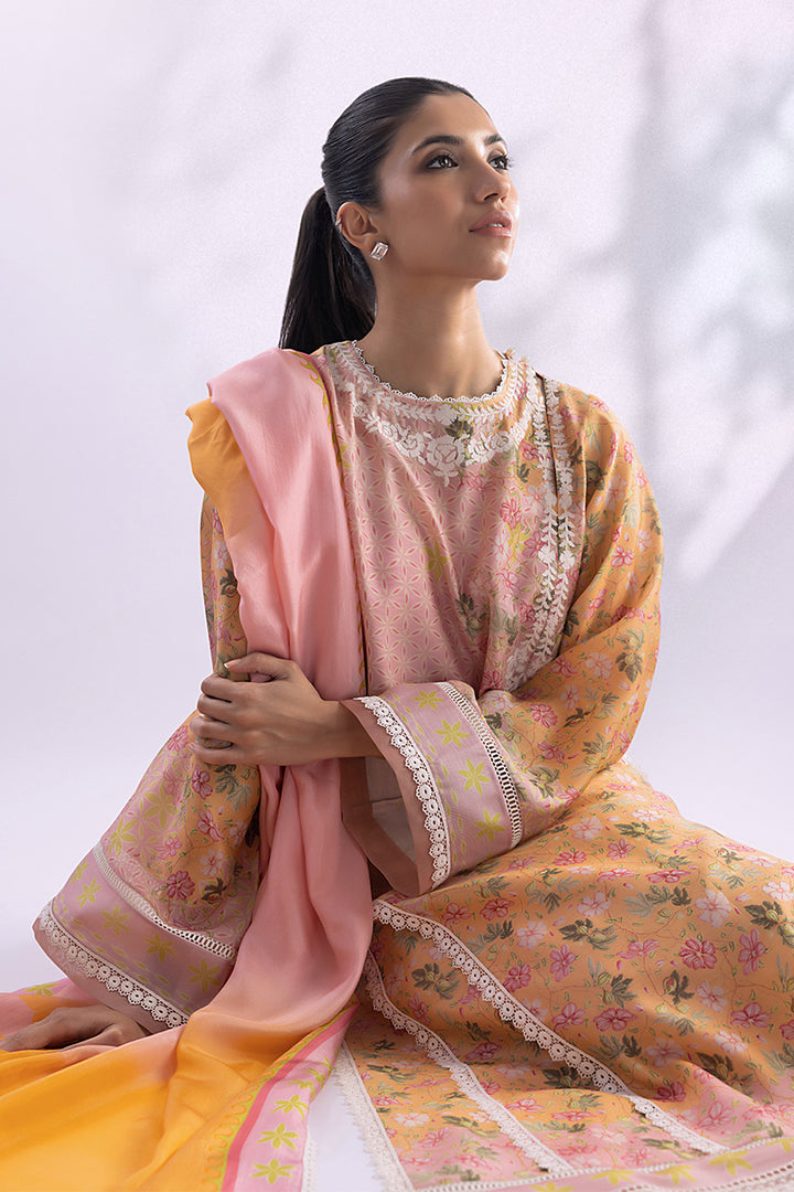 Shirt And Dupatta-Khaddi Silk
