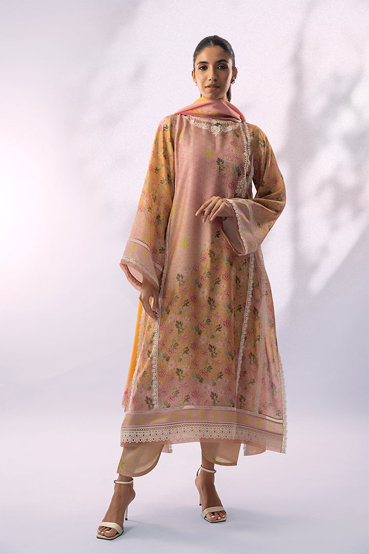 Shirt And Dupatta-Khaddi Silk