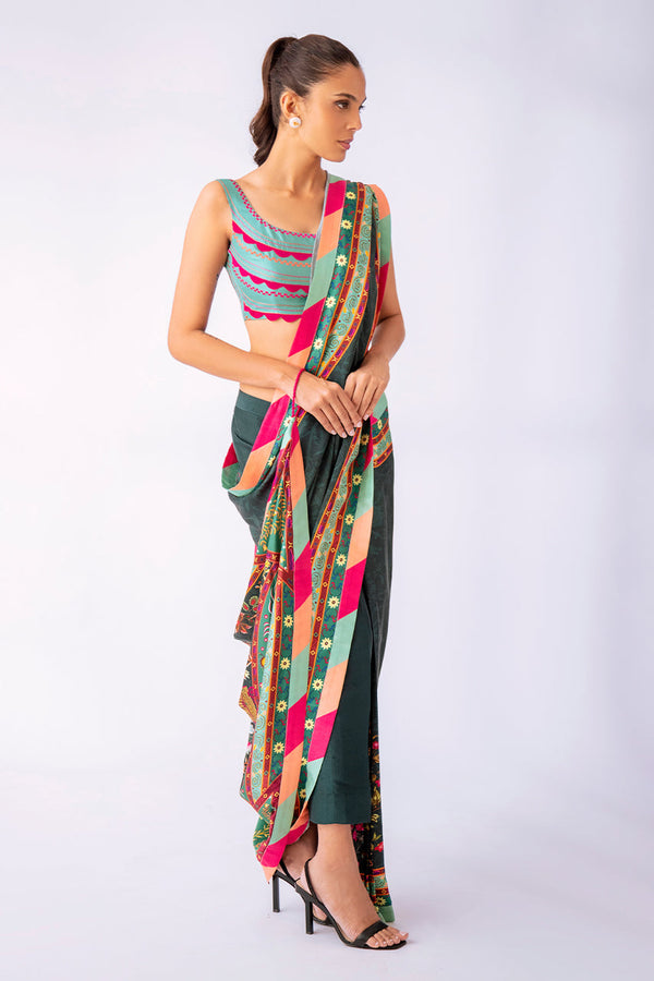 Saree & Blouse-Charmeuse