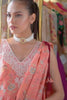 Coral Peach Khaddi Silk Draped Sari With Crop Trousers