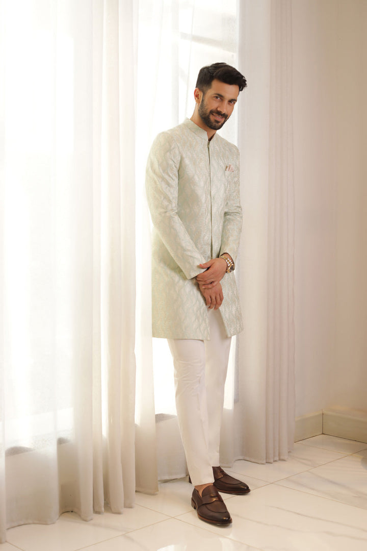 Sherwani & Trousers-Raw Silk