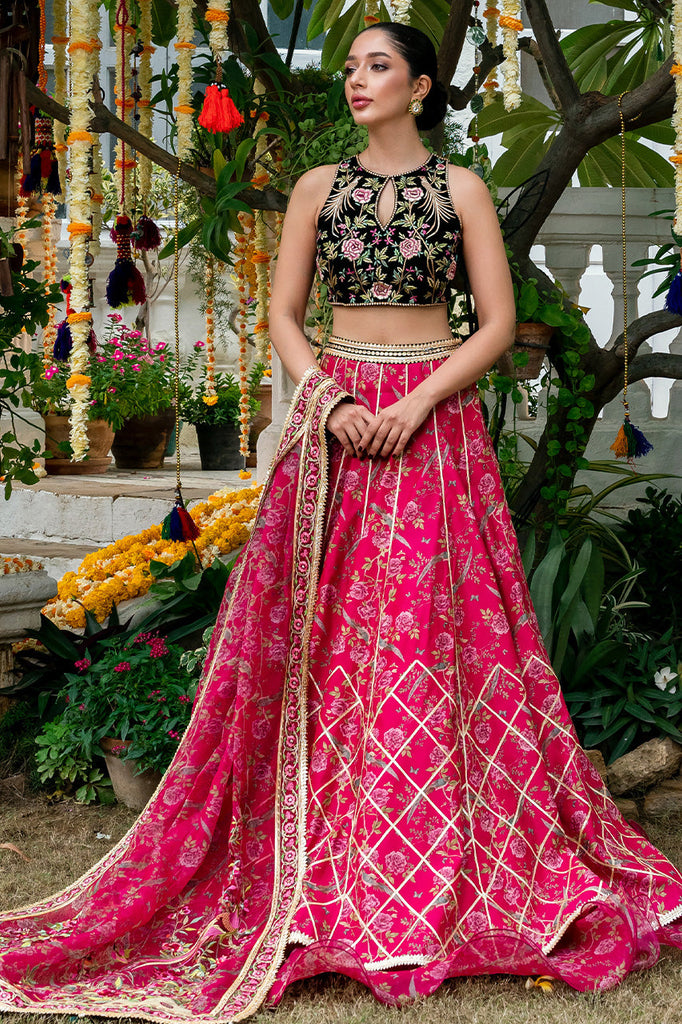 Choli, Lengha & Dupatta-Khaddi Silk