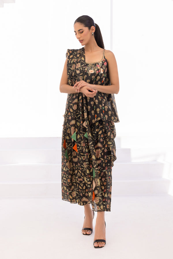 Top, Dupatta & Shalwar-Khaddi Silk
